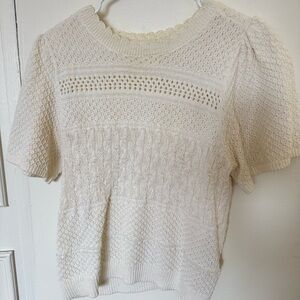 Elegant Cream Knit Women's Top